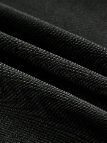 Black Leopard Print Hollow Out High Neck Long Sleeve Top And Bodysuit 2pcs Set For Women, Suitable For Fall/Winter Black Leopard Print Hollow Out High Neck Long Sleeve Top And Bodysuit 2pcs Set For Women, Suitable For Fall/Winter