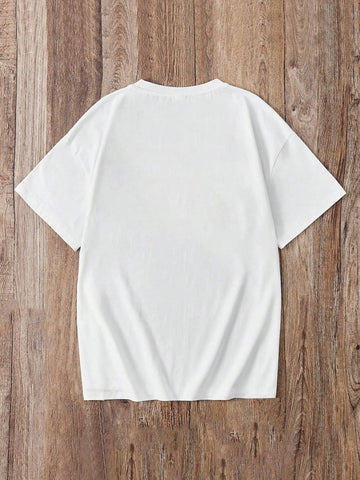 Casual Loose Fit Round Neck English Graphic Short Sleeve T-Shirt For Women, Summer Casual Loose Fit Round Neck English Graphic Short Sleeve T-Shirt For Women, Summer