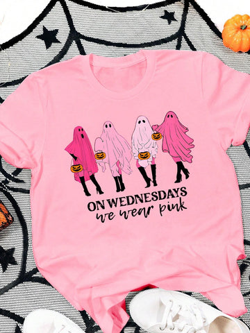 Halloween Short-Sleeved T-Shirts, We Wear Pink Short-Sleeved, Halloween Short-Sleeved, G Halloween Short-Sleeved T-Shirts, We Wear Pink Short-Sleeved, Halloween Short-Sleeved, G
