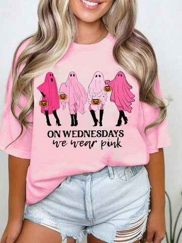 Halloween Short-Sleeved T-Shirts, We Wear Pink Short-Sleeved, Halloween Short-Sleeved, G Halloween Short-Sleeved T-Shirts, We Wear Pink Short-Sleeved, Halloween Short-Sleeved, G