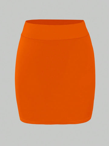 Ladies' Solid Color Simple Style Cold-Shoulder Top And Skirt Set For Daily Wear Ladies' Solid Color Simple Style Cold-Shoulder Top And Skirt Set For Daily Wear