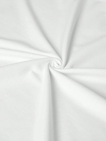 Oversized "Girls Just Want To Have Fun" Slogan Print Round Neck White Short Sleeve T-Shirt, Oversized "Girls Just Want To Have Fun" Slogan Print Round Neck White Short Sleeve T-Shirt,