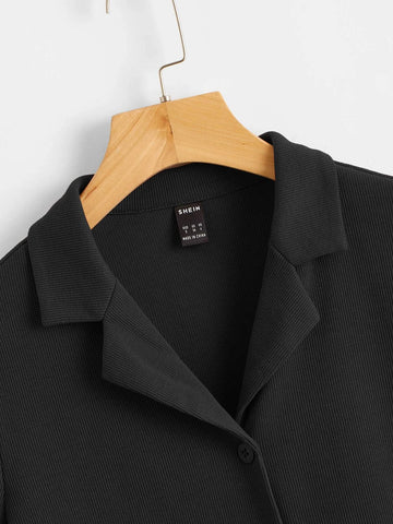 Single Breasted Notched Collar Tee Single Breasted Notched Collar Tee