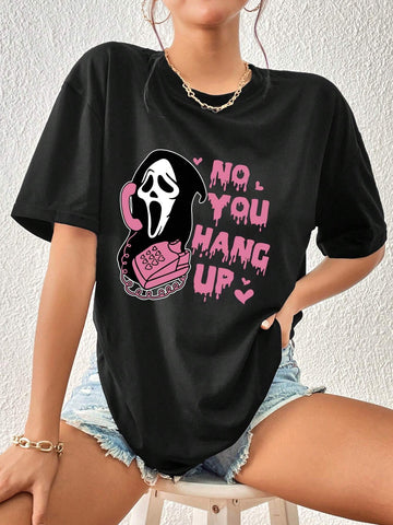 Slogan Graphic Drop Shoulder Tee, Graphic Women T-Shirt Slogan Graphic Drop Shoulder Tee, Graphic Women T-Shirt