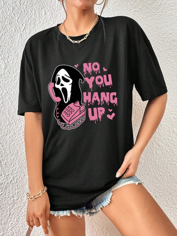 Slogan Graphic Drop Shoulder Tee, Graphic Women T-Shirt Slogan Graphic Drop Shoulder Tee, Graphic Women T-Shirt