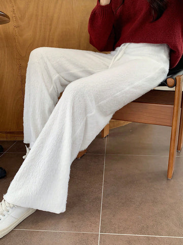 EZwear Solid Color Drawstring Fleece Casual Warm Pants, Autumn/Winter Success EZwear Solid Color Drawstring Fleece Casual Warm Pants, Autumn/Winter Success