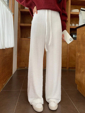 EZwear Solid Color Drawstring Fleece Casual Warm Pants, Autumn/Winter Success EZwear Solid Color Drawstring Fleece Casual Warm Pants, Autumn/Winter Success