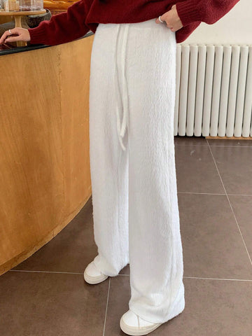 EZwear Solid Color Drawstring Fleece Casual Warm Pants, Autumn/Winter Success EZwear Solid Color Drawstring Fleece Casual Warm Pants, Autumn/Winter Success