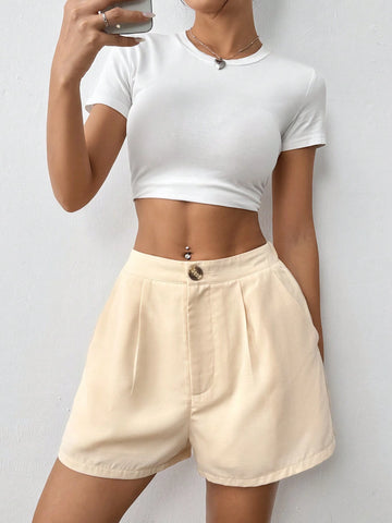 EZwear Solid Color Pocketed Casual Shorts, Summer EZwear Solid Color Pocketed Casual Shorts, Summer