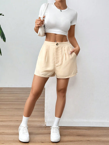 EZwear Solid Color Pocketed Casual Shorts, Summer EZwear Solid Color Pocketed Casual Shorts, Summer
