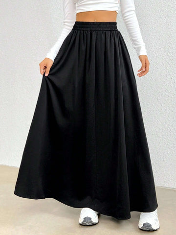 EZwear Solid Elastic Waist Skirt EZwear Solid Elastic Waist Skirt