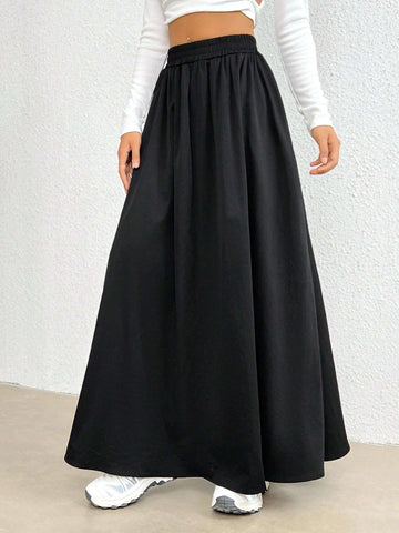 EZwear Solid Elastic Waist Skirt EZwear Solid Elastic Waist Skirt