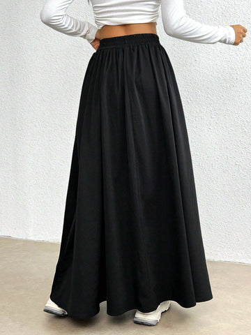 EZwear Solid Elastic Waist Skirt EZwear Solid Elastic Waist Skirt
