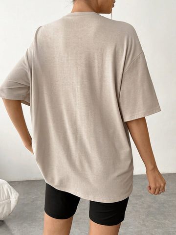 Women'S Letter And Coconut Tree Print T-Shirt And Shorts Set Women'S Letter And Coconut Tree Print T-Shirt And Shorts Set