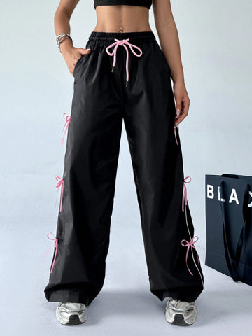 EZwear Women\ Pants With Bowknot Decoration EZwear Women\ Pants With Bowknot Decoration