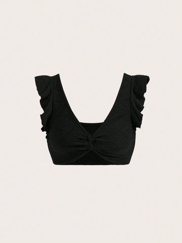 Women Summer Solid Color Twist Knot Short Sleeve Crop Top And Skirt Set Women Summer Solid Color Twist Knot Short Sleeve Crop Top And Skirt Set