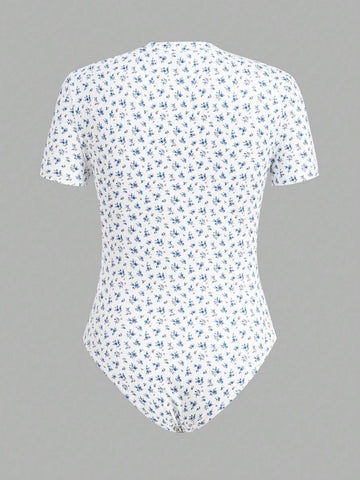 Women's 5pcs/Set Casual Round Neck Short Sleeve Bodysuit Set Women's 5pcs/Set Casual Round Neck Short Sleeve Bodysuit Set