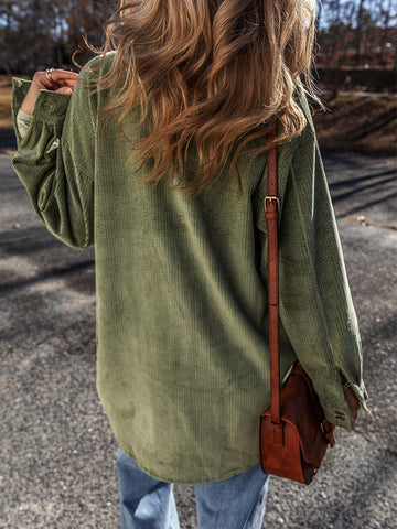 EZwear Women's Solid Color Front Button Pocket Long Sleeve Casual Shirt EZwear Women's Solid Color Front Button Pocket Long Sleeve Casual Shirt