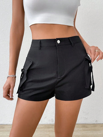 EZwear Women's Summer Casual Solid Color Cargo Shorts EZwear Women's Summer Casual Solid Color Cargo Shorts
