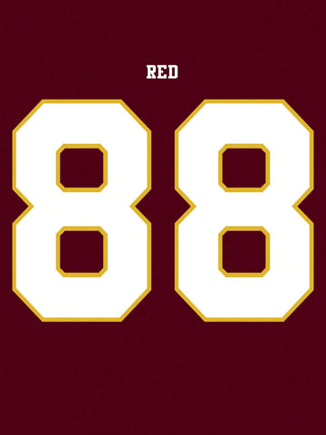 Women's V-Neck Letter & Number Print Color-Block Short Sleeve Loose T-Shirt, Summer Jersey Women's V-Neck Letter & Number Print Color-Block Short Sleeve Loose T-Shirt, Summer Jersey