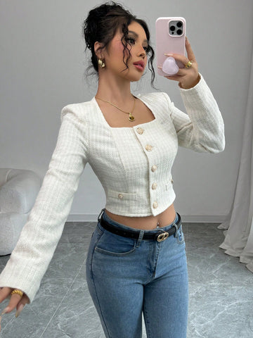 Elenzya Apricot Decorative Button Front Long Sleeve Casual Shirt Elenzya Apricot Decorative Button Front Long Sleeve Casual Shirt