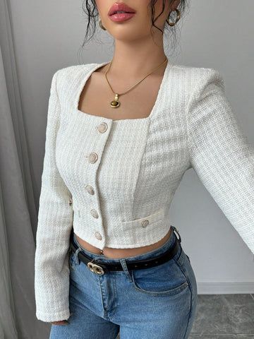 Elenzya Apricot Decorative Button Front Long Sleeve Casual Shirt Elenzya Apricot Decorative Button Front Long Sleeve Casual Shirt
