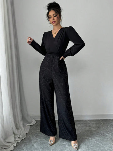 Women's Fashion Sparkling Patchwork Jumpsuit For Autumn Women's Fashion Sparkling Patchwork Jumpsuit For Autumn