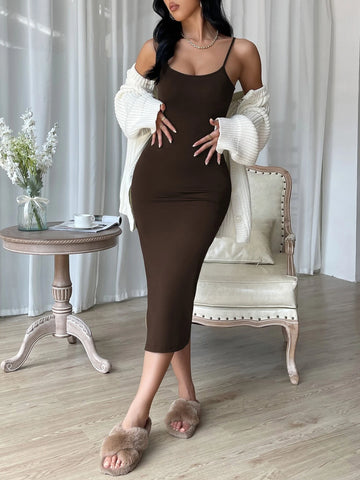 1pc Split Thigh Cami Dress 1pc Split Thigh Cami Dress