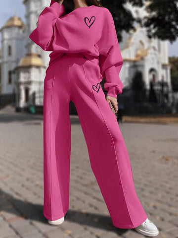 2pcs Women Casual Solid Color Top & Pants Set, Minimalist & Fashionable For Everyday Wear 2pcs Women Casual Solid Color Top & Pants Set, Minimalist & Fashionable For Everyday Wear