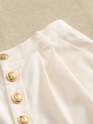 Essnce High Waist Button Front Wide Leg Shorts Essnce High Waist Button Front Wide Leg Shorts