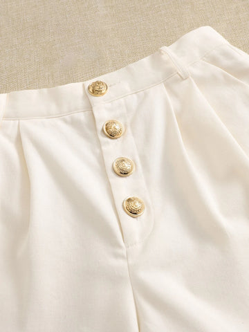 Essnce High Waist Button Front Wide Leg Shorts Essnce High Waist Button Front Wide Leg Shorts