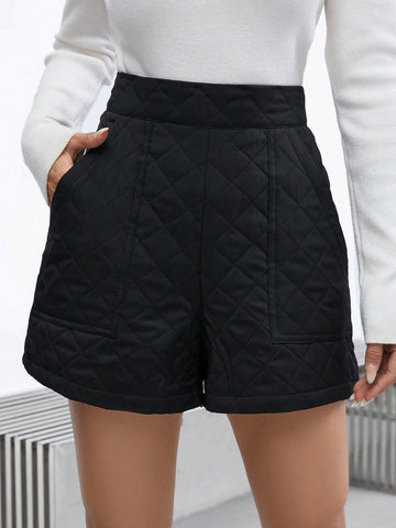 Essnce High Waist Slant Pocket Quilted Shorts Essnce High Waist Slant Pocket Quilted Shorts