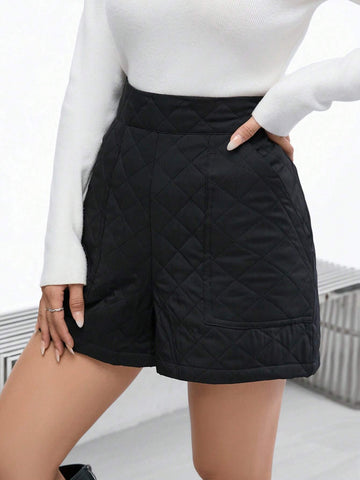Essnce High Waist Slant Pocket Quilted Shorts Essnce High Waist Slant Pocket Quilted Shorts