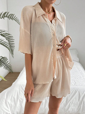Women'S Drop Shoulder Loose Short Sleeve Top And Shorts Set Women'S Drop Shoulder Loose Short Sleeve Top And Shorts Set