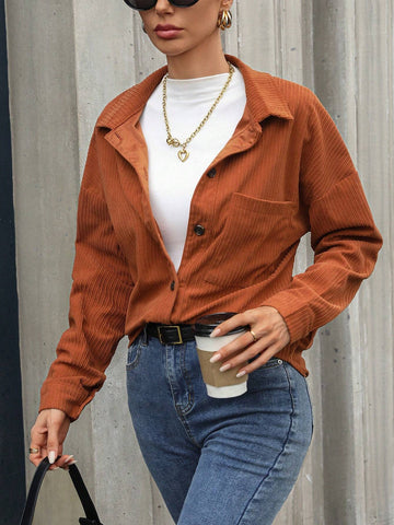 Essnce Women Front Button Long Sleeve Pocket Solid Casual Blouse Essnce Women Front Button Long Sleeve Pocket Solid Casual Blouse