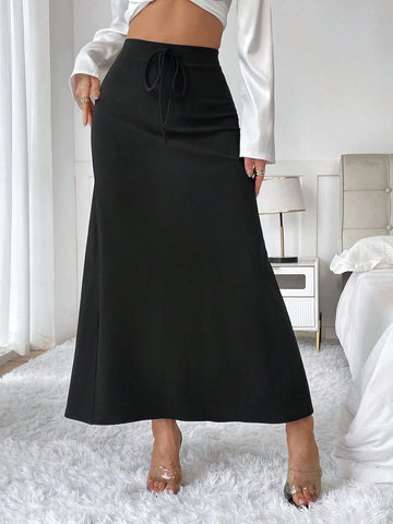 Essnce Women' High Waisted Elastic Waist Long Skirt Essnce Women' High Waisted Elastic Waist Long Skirt