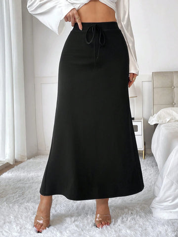 Essnce Women' High Waisted Elastic Waist Long Skirt Essnce Women' High Waisted Elastic Waist Long Skirt