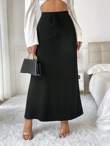 Essnce Women' High Waisted Elastic Waist Long Skirt Essnce Women' High Waisted Elastic Waist Long Skirt