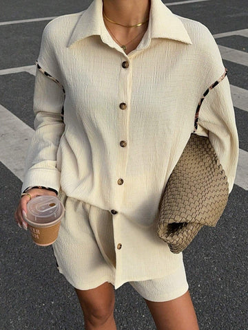 Women Leopard Print Splice Loose Shirt, Casual Fashion Women 2Pcs Set For Autumn/Winter Women Leopard Print Splice Loose Shirt, Casual Fashion Women 2Pcs Set For Autumn/Winter