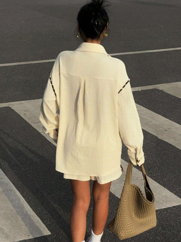 Women Leopard Print Splice Loose Shirt, Casual Fashion Women 2Pcs Set For Autumn/Winter Women Leopard Print Splice Loose Shirt, Casual Fashion Women 2Pcs Set For Autumn/Winter