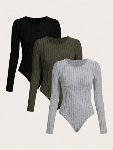 Women Plush Fabric Bodysuit, Ribbed Texture, Long Sleeve, Comfortable Casual, Autumn/Winter Women Plush Fabric Bodysuit, Ribbed Texture, Long Sleeve, Comfortable Casual, Autumn/Winter