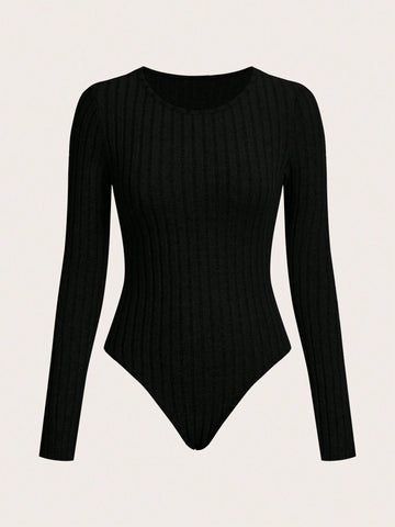 Women Plush Fabric Bodysuit, Ribbed Texture, Long Sleeve, Comfortable Casual, Autumn/Winter Women Plush Fabric Bodysuit, Ribbed Texture, Long Sleeve, Comfortable Casual, Autumn/Winter