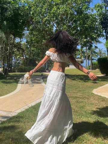 Essnce Women Vacation Leisure White Contrast Lace Embroidered Flower Skirt Summer Clothes Beach Women Outfits Hollow Out Embroidery Flounce Edge Decorated Casual Skirt Hawaiian Skirt White Skirt Essnce Women Vacation Leisure White Contrast Lace Embroidered Flower Skirt Summer Clothes Beach Women Outfits Hollow Out Embroidery Flounce Edge Decorated Casual Skirt Hawaiian Skirt White Skirt