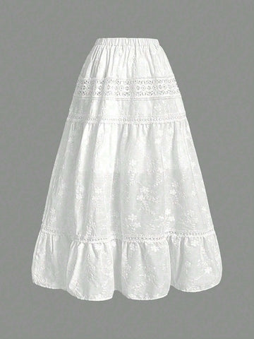 Essnce Women Vacation Leisure White Contrast Lace Embroidered Flower Skirt Summer Clothes Beach Women Outfits Hollow Out Embroidery Flounce Edge Decorated Casual Skirt Hawaiian Skirt White Skirt Essnce Women Vacation Leisure White Contrast Lace Embroidered Flower Skirt Summer Clothes Beach Women Outfits Hollow Out Embroidery Flounce Edge Decorated Casual Skirt Hawaiian Skirt White Skirt