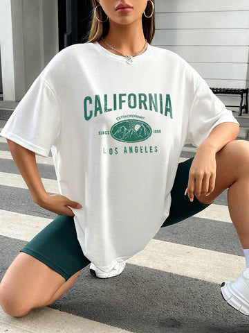 Women's Casual Simple Design Round Neck Short Sleeve T-Shirt And Shorts Set, Suitable For Summer Women's Casual Simple Design Round Neck Short Sleeve T-Shirt And Shorts Set, Suitable For Summer