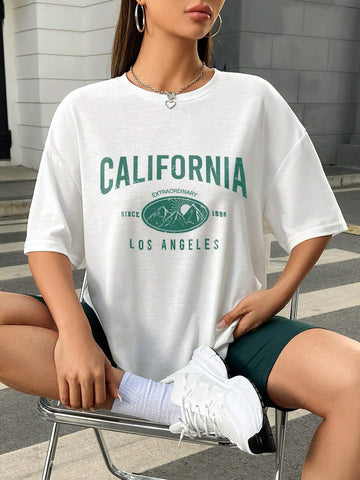 Women's Casual Simple Design Round Neck Short Sleeve T-Shirt And Shorts Set, Suitable For Summer Women's Casual Simple Design Round Neck Short Sleeve T-Shirt And Shorts Set, Suitable For Summer