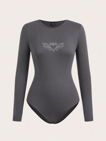 Women's Crew Neck Long Sleeve Printed Jumpsuit & Wide Leg Thin Sweatpants 2 Piece Set, Casual Daily All-Match Women's Crew Neck Long Sleeve Printed Jumpsuit & Wide Leg Thin Sweatpants 2 Piece Set, Casual Daily All-Match