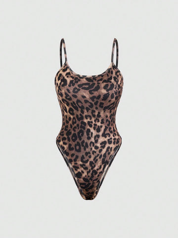 Women's Leopard Print Cami Top And Long Pants Set, Simple Daily Wear Women's Leopard Print Cami Top And Long Pants Set, Simple Daily Wear