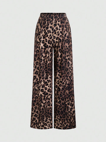 Women's Leopard Print Cami Top And Long Pants Set, Simple Daily Wear Women's Leopard Print Cami Top And Long Pants Set, Simple Daily Wear