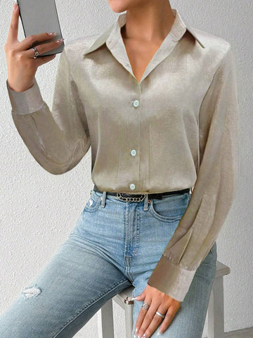 Women's Solid Color Long Sleeve Single-Breasted Casual Bodysuit, Autumn Women's Solid Color Long Sleeve Single-Breasted Casual Bodysuit, Autumn